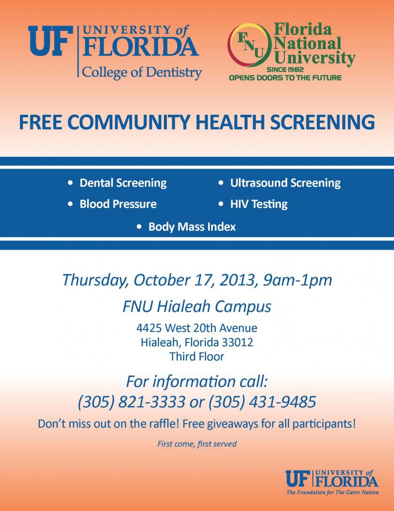 Free Community Health Screening Flyer