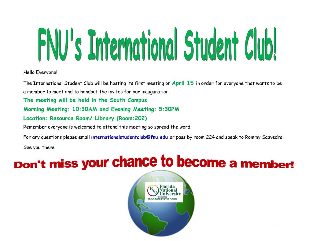 International Student Club Flyer