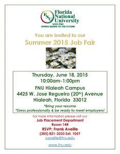 Flyer FNU Summer Job Fair 2015 Students
