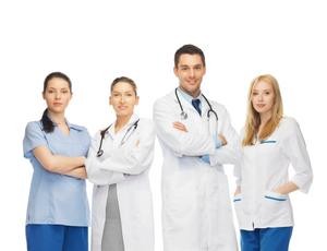 Doctors and nurses posing