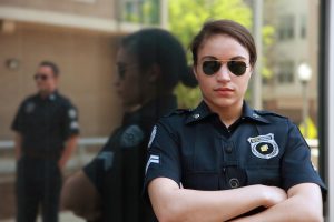 close-up of female police officer
