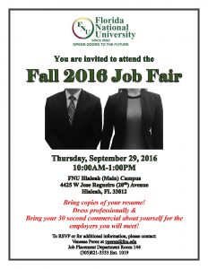 Student Invitation for the  Fall 2016 Job Fair