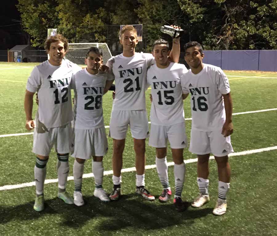 Men's Soccer players at Washington Adventist University