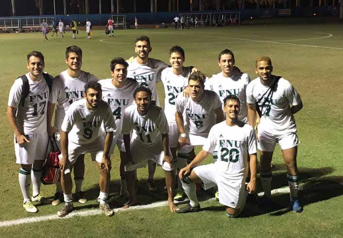 Men's Soccer team after 4-0 win game against Nova