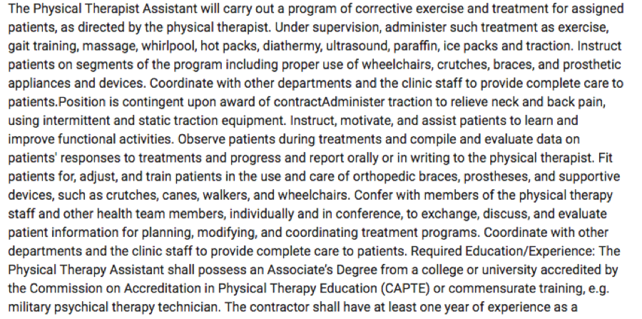 Skills Required in Job Postings for Physical Therapy Assistants