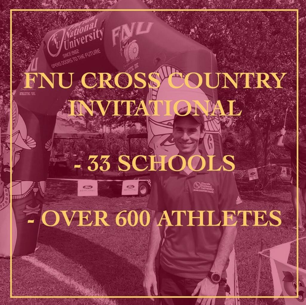 FNU Cross Country event picture with art saying more than 600 athletes