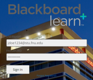 Blackboard Login Screen