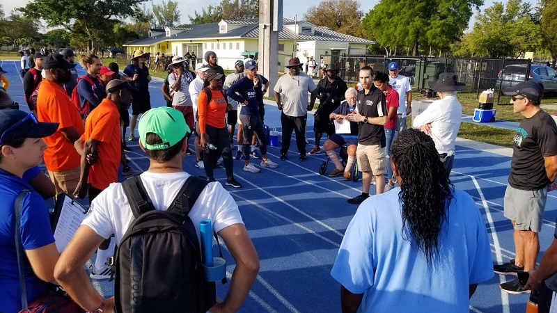 Coaches meeting at Dade County Youth Fair HS Track & Field Championship on April 2nd, 2022_sm