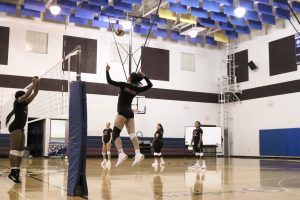 FNU's Paola Brandsma jumps in practice to land a powerful kill.