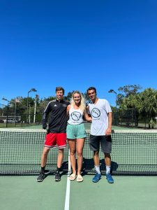 Paulina Jankun, Jan Oppermann and Umberto Particelli at the YTF Tournament after singles victories.