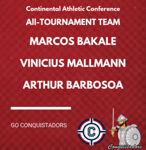 Marcos Bakale, Vinicius Mallmann and Arthur Barbosa earned All-Tournament team honors at the CAC Championship