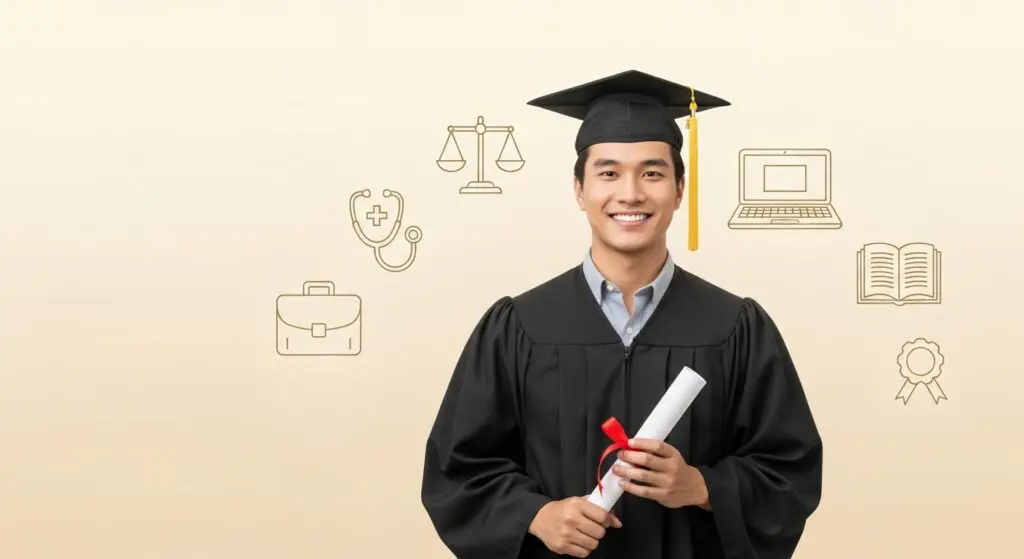 A recent graduate exploring career options with an associates of art degree