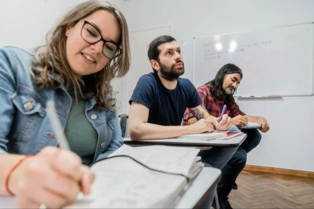 Adult students participating in a classroom session as part of degree completion program