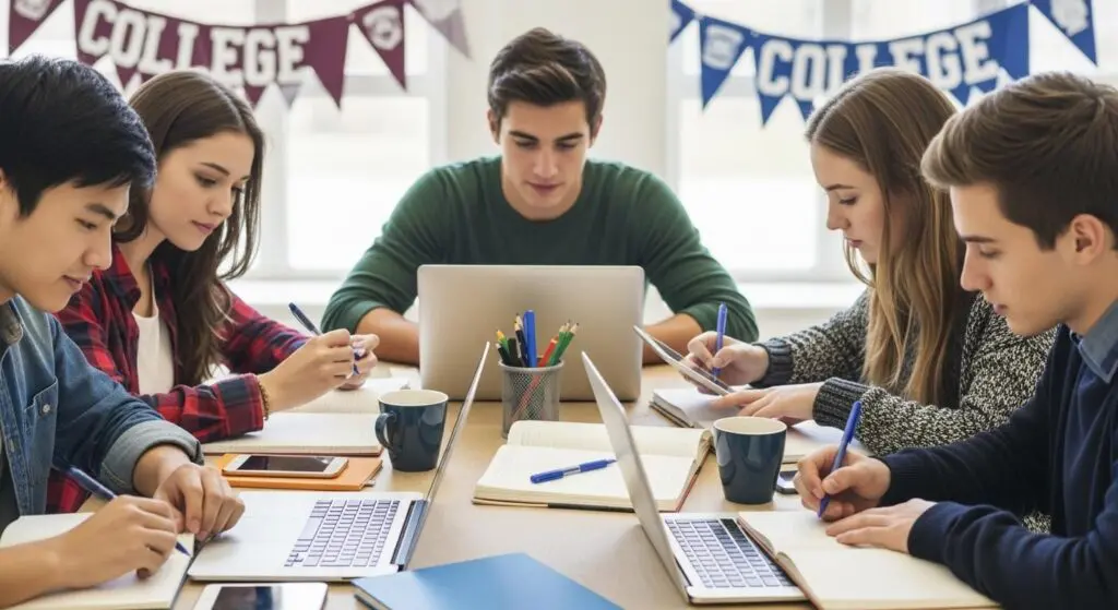 prospective students reviewing the college admission process together