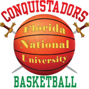 Florida National University conquistadors Basketball ball with swords FNU logo in center