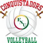 Florida National University Conquistadors Volleyball with swords FNU logo in center
