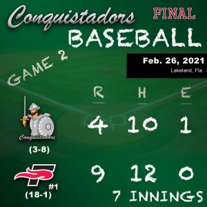 FNU Baseball Result Graphic - 2/26/21
