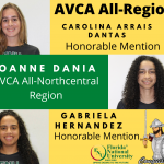 AVCA All-Region team Gabriela Hernandez, Carolina Dantas, & Joanne Dania