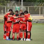 FNU's men's soccer team huddles before taking the pitch against Keiser.(9/22/22)