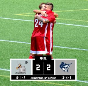 FNU men's soccer comes from behind to execute a 2-2 draw versus the PBA Sailfish graphic.