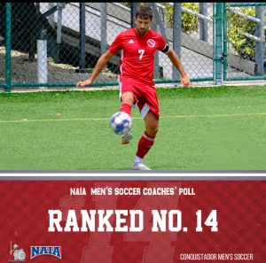 FNU men's soccer cracks Top-15 in the NAIA Coaches' Poll graphic.