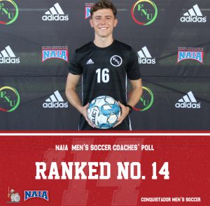 Men's soccer drops two spots in final NAIA Poll graphic.