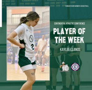 FNU’s Kaylee Llanos takes home her first CAC Player of the Week award graphic.